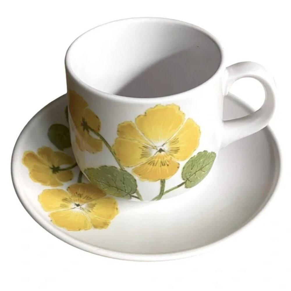 Vtg NORITAKE Japan "Flower Time" Pattern Cup and Saucer Yellow Floral China EUC - Picture 10 of 12